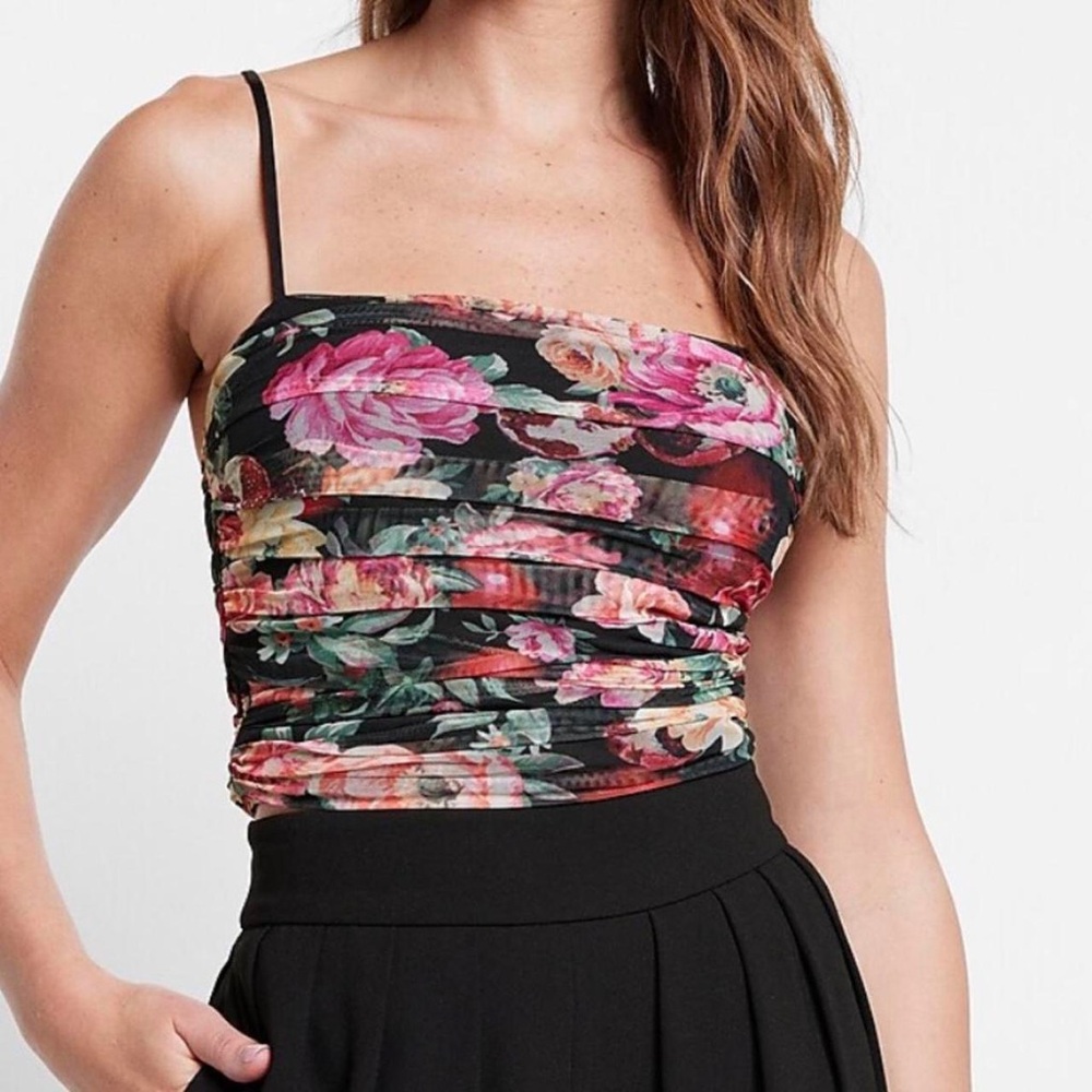 Express Floral Ruched Tank Top XS